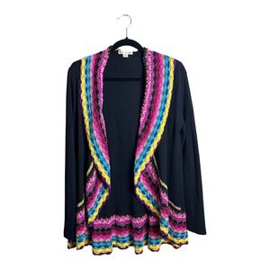 Double Zero Crochet Rainbow Cardigan 2010s Women's Size M Boho Festival Open M